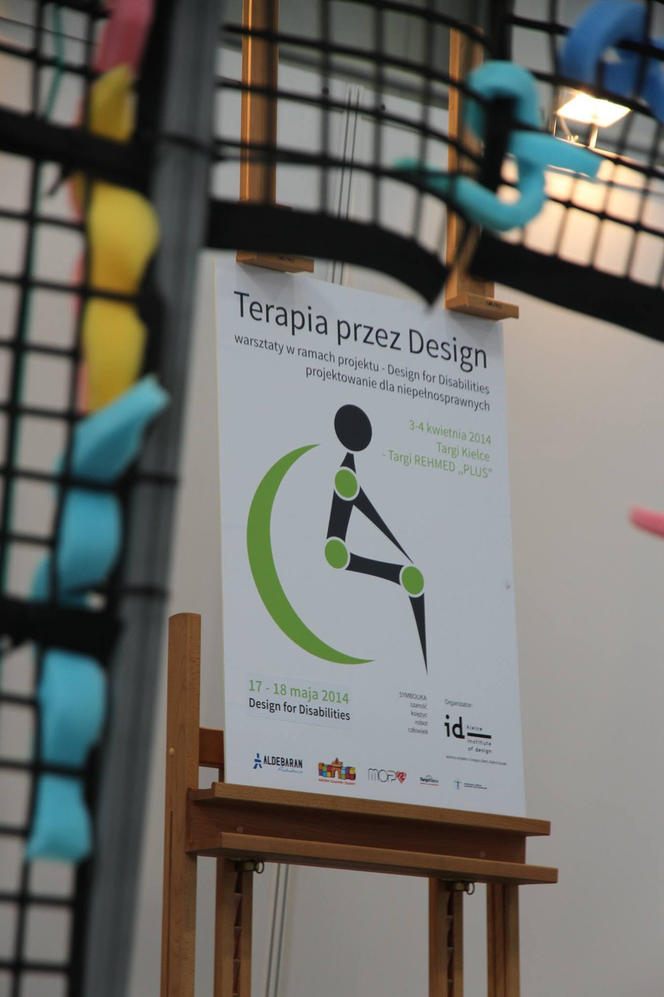 Plakat warsztatów Terapia przez Design w ramach działań Fundacji